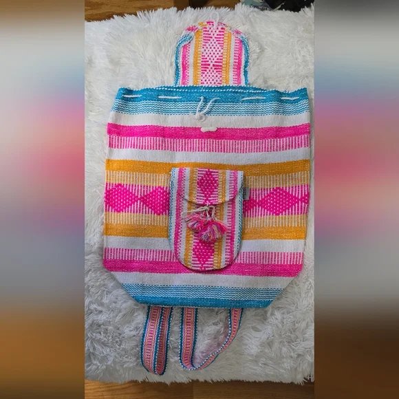 Lillo Drawstring Backpack boho Mexican - Picture 4 of 5